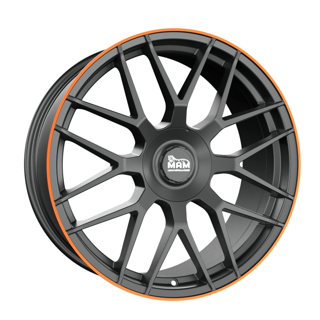 Jantă MAM GT1 9.5Jx19 ET42 5x112 Felgen MATT BLACK LIP ORANGE