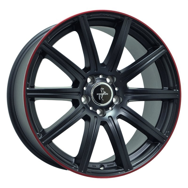 Jantă Keskin Tuning KT16 9.5Jx19 ET45 5x112 MATT BLACK LIP RED