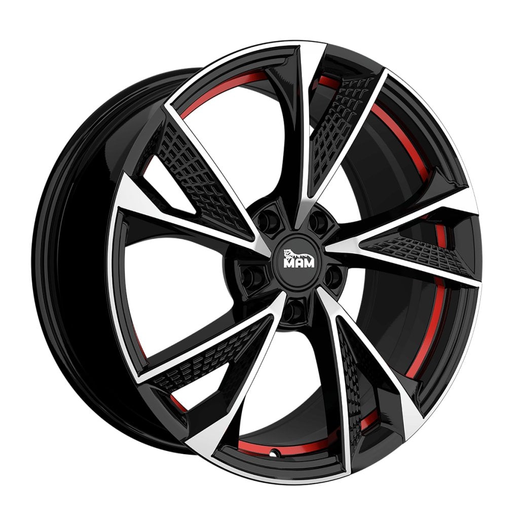Jantă MAM RS6 7Jx16 ET38 5x108 Felgen BLACK FRONT POLISH RED INSIDE