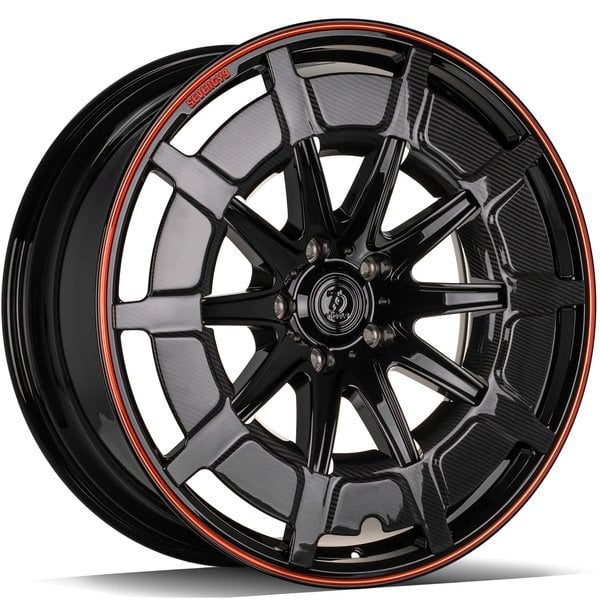 Jantă Seventy9 MF.7 10Jx23 ET25 5x130 Black Red Carbon Lip Cover
