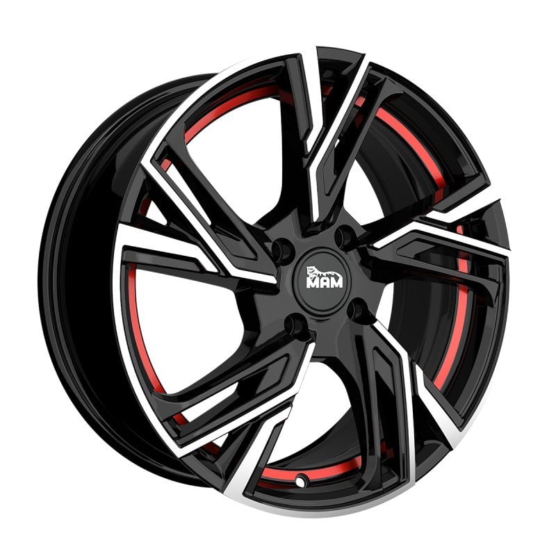 Jantă MAM RS5 6.5Jx16 ET35 4x100 Felgen BLACK FRONT POLISH RED INSIDE