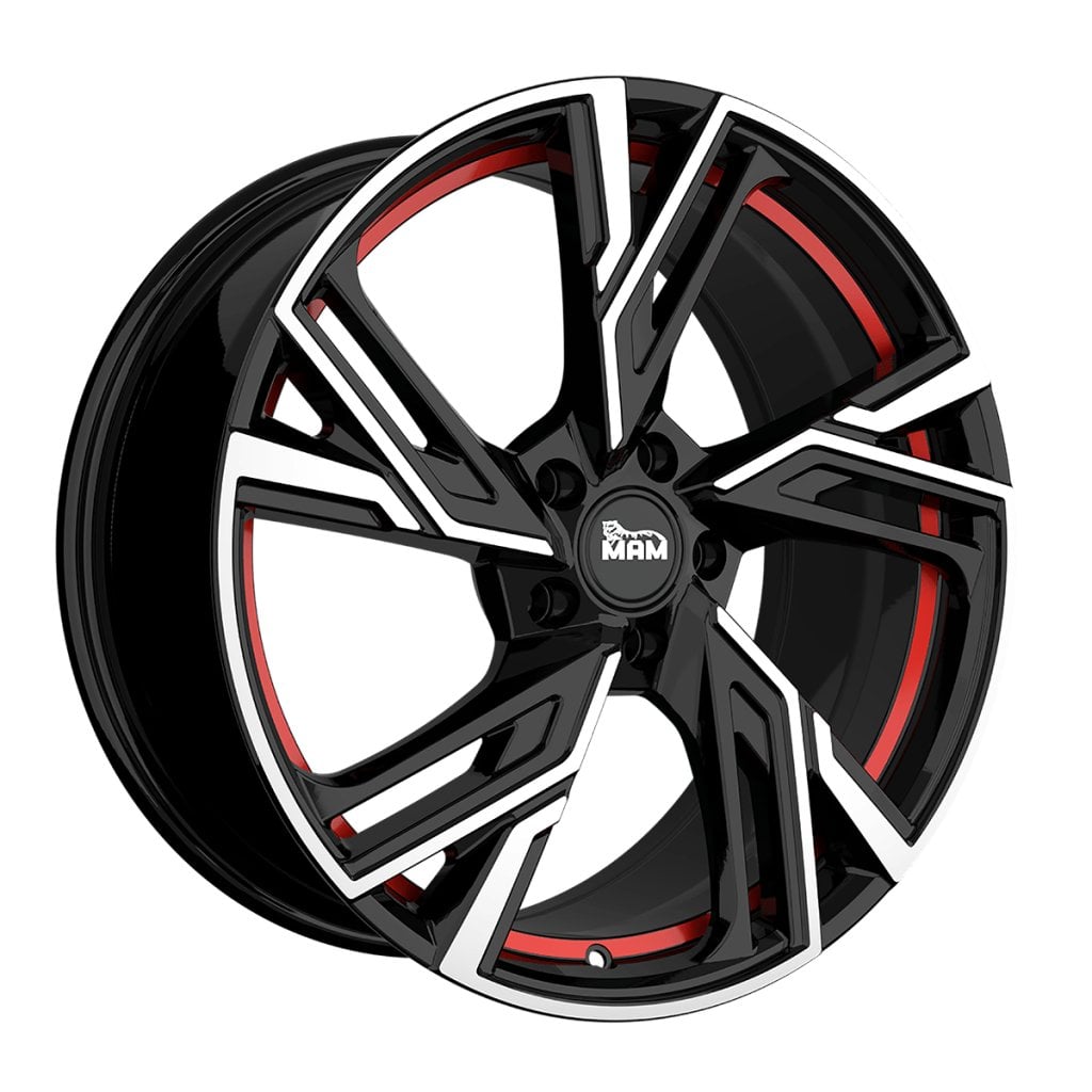 Jantă MAM RS5 7Jx16 ET35 5x120 Felgen BLACK FRONT POLISH RED INSIDE